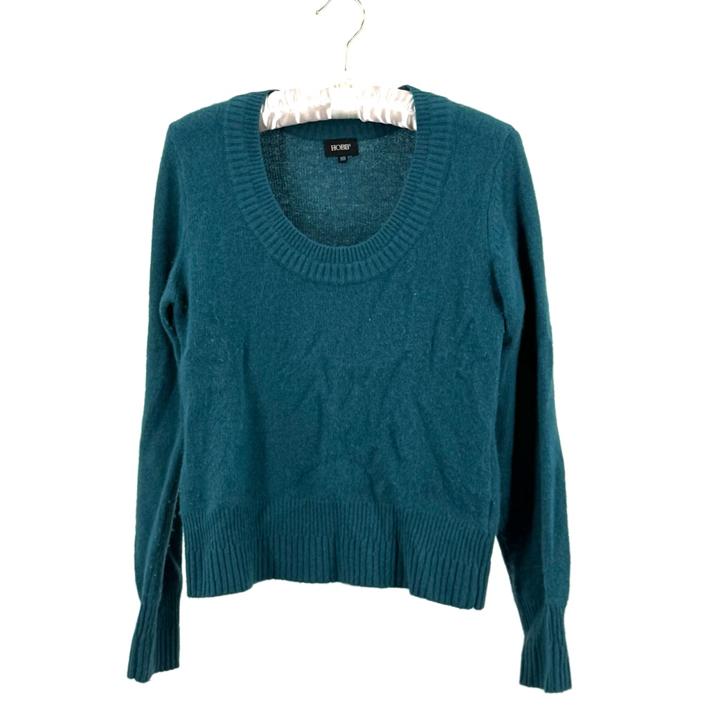 Hobbs Turquoise Lambswool Angora Blend Scoop Neck Sweater Size 10